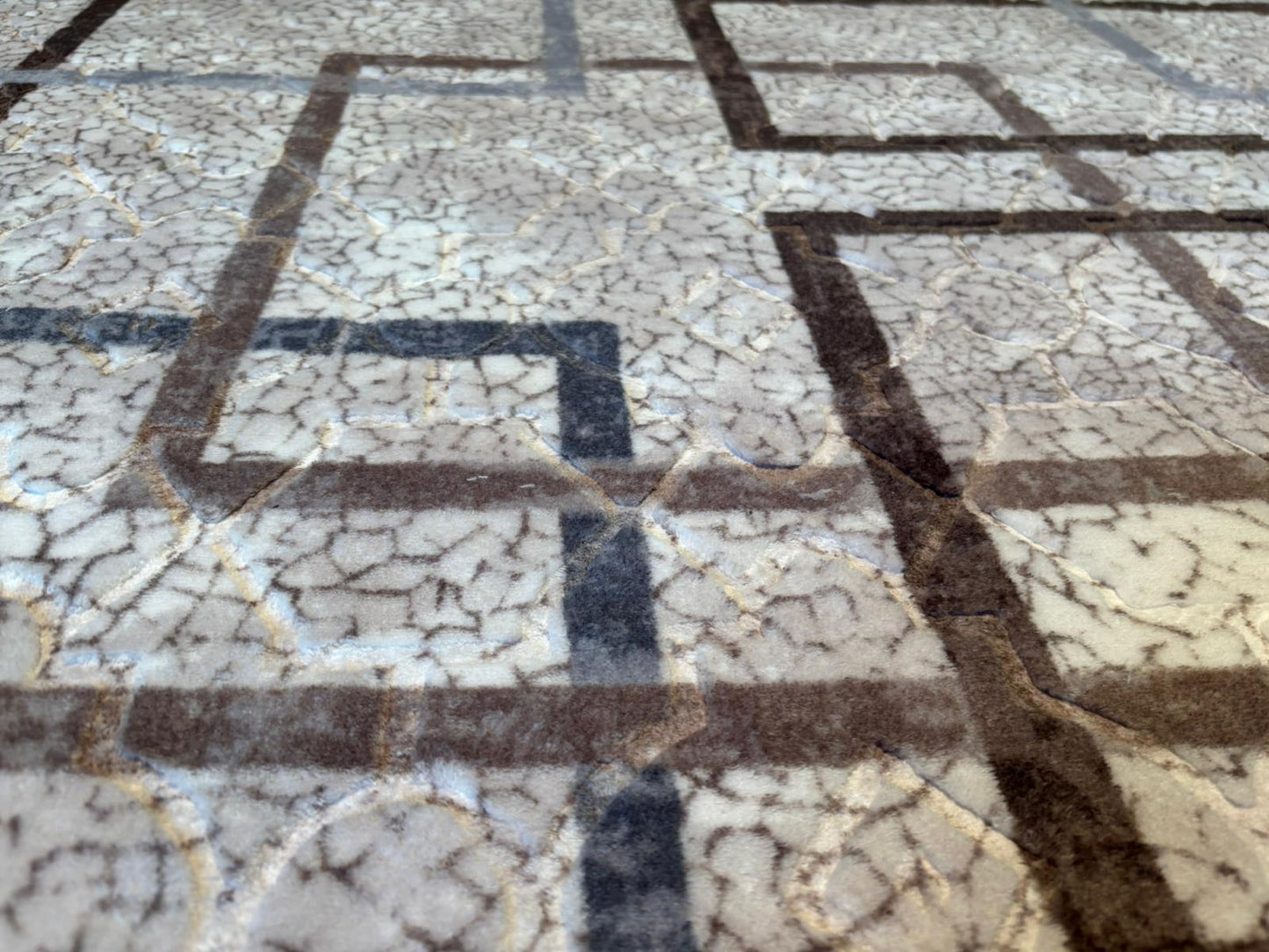 Designer-Teppich „Mokka“ – Geometrisches Quadrat-Design in Kaffeebraun & Grau